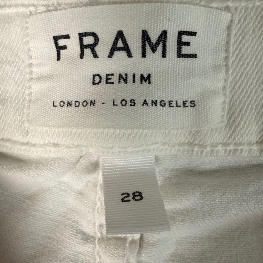 Frame Le Cutoff‎ Denim Shorts Womens 28 White Distressed Raw Hem Summer Festival - Picture 5 of 11